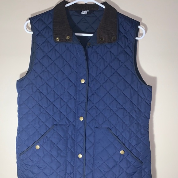 Lands’ End Quilted Blue Vest - Picture 2 of 5